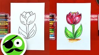 How to draw a flower tulip  Coloring pages [upl. by Magnum]