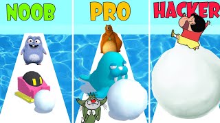 Noob vs Pro vs Hacker in Snowballio  Shinchan  Jack  Bhalu and Bulbule plays Snowballio [upl. by Lleumas]