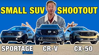 2023 Honda CRV vs 2023 Kia Sportage Hybrid vs 2023 Mazda CX50  Compact SUV Comparison Test [upl. by Powder]