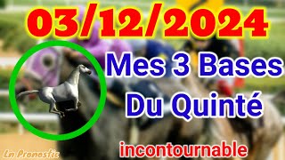 Pronostics PMU Mes 3 bases incontournable MARDI 03 DECEMBRE 2024 DEAUVILLE [upl. by Yrmac203]