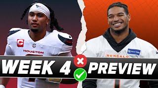 Week 4 Preview Starts  Sits for Every Game  NFL Fantasy Football Show [upl. by Alarice]