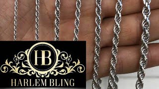 Solid Sterling Silver Rope Chains  Harlembling [upl. by Aciretahs]