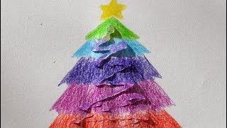 🎄 ​Bunte Tanne malen mit Stern  how to draw christmas tree  как нарисовать новогоднюю елку [upl. by Ahsenrac306]