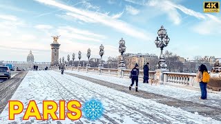 Paris France 🇫🇷  Paris 2024  Paris Snow 4K  Full Version ▶1h21 min [upl. by Hsina696]