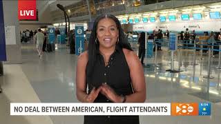 AA flight attendants eyeing strike as contract negotiations hit snag with airline 6a live shot [upl. by Nwahsyt]