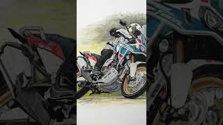 Africa Twin motorcyclegirl automobile gouacheportrait drawing gouaches art africatwin [upl. by Nanon81]