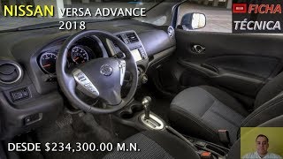 NISSAN VERSA ADVANCE 2018 FICHA TECNICA [upl. by Gora]