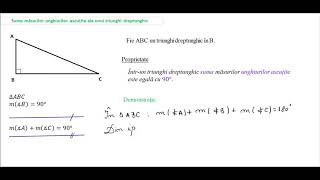 Suma masurilor unghiurilor ascutite intrun triunghi dreptunghic [upl. by Allesig]