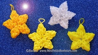 Tutoriel étoiles en élastiques Rainbow Loom  Bricolage de Noël [upl. by Notlad]