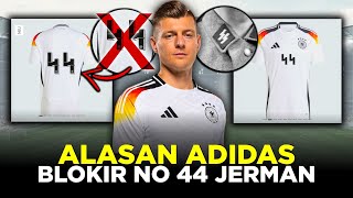 MIRIP SIMBOL UNIT KEJAHATAN PERANG NAZI ADIDAS BLOKIR NO 44 DI JERSEY TERBARU TIMNAS JERMAN [upl. by Etnovaj]