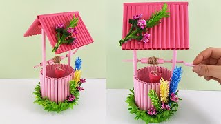 DIY  Water Well with Waste Paper  Craft home decoration ideas  decorative water well [upl. by Schweitzer]