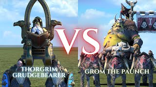 WARHAMMER III Total War  Thorgrim Grudgebearer VS Grom the Paunch [upl. by Nagard]