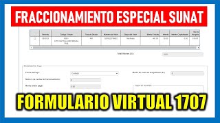 FORMULARIO 1707 SUNAT FRACCIONAMIENTO ESPECIAL [upl. by Peterson]