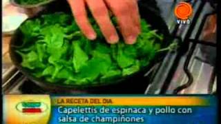 capelettis de espinaca y pollo con salsa de champiñones pt2 201104133gp [upl. by Aneertak]