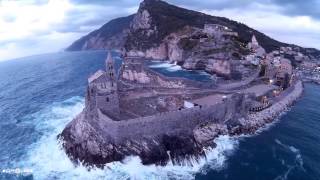 Portovenere vista da un drone  Portovenere Aerial Footage  Wonderful Italian Masterpiece Landscape [upl. by Ahsirtal]