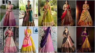 Latest Trendy Half saree ideas 20232024Pattu langa voni designssouth indian wedding wear ideas [upl. by Leahciam]