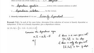 Linear Algebra 73  Linear Independence 1 of 6 [upl. by Eastlake]