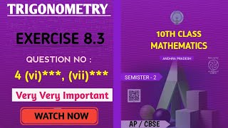 Trigonometry 10th class  Maths  Exercise 83  Important Exercise  dosubscribe maths [upl. by Ainitsirk702]