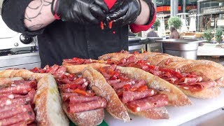 Salami and Cheese from Sicily Italy in Great Sandwiches seen in London Street Food of Shoreditch [upl. by Worrell774]