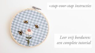 Bloemen amp Bijtjes borduren🐝🌸 Leer vrij borduren met deze stapvoorstap instructies✨ [upl. by Pacificas]