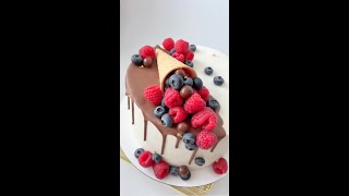 Easy Cake Design with Chocolate and Berries An Idea from a Pastry Chef CakeDecor Chocolate [upl. by Bidle]