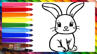 Draw and Color a Cute Bunny 🐰🥕🐇🌈 Drawings for Kids [upl. by Mandi]