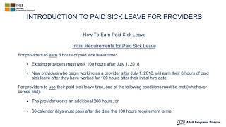 Introduction to Paid Sick Leave for Providers [upl. by Ringler]