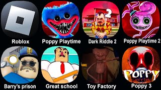 Roblox Barrys prison run Poppy Mobile Dark Riddle Great SchoolPoppy Playtime 2Toy Factory 77 [upl. by Lek]