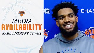 KARLANTHONY TOWNS FIRST MEDIA AVAILABILITY AS A KNICK [upl. by Htennaj317]