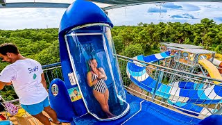 Extreme Trapdoor LOOP WaterSlide at Istralandia Croatia [upl. by Edithe652]