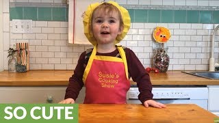 2yearold makes fast amp easy chocolate cake [upl. by Noynek]