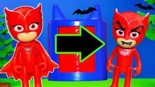 PJ Masks Play with Silly Spooky Transforming Tower Costume Changers [upl. by Nylaehs]