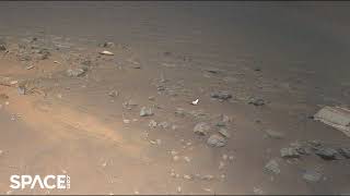 Mars helicopter spots Perseverance landing gear debris during flight [upl. by Nelad]