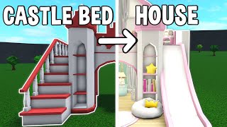 Making a CASTLE BED into a HOUSE in Bloxburg [upl. by Hooge]