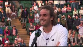 Stefanos Tsitsipas post match on court Interview 😍 [upl. by Ecissej]