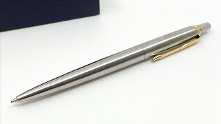 Parker Jotter Ball Point Pen 🖊 Stainless Steel Gold Trim [upl. by Elias]