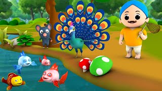 The Peacock amp Golden Fish 3D Animated Hindi Moral Stories for Kids मोर और सोना मछली कहानी Tales [upl. by Aitnohs]