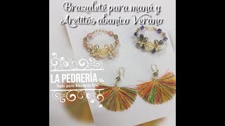 Brazalete con rosa de resina y Aretes borla de abanico [upl. by Ing]