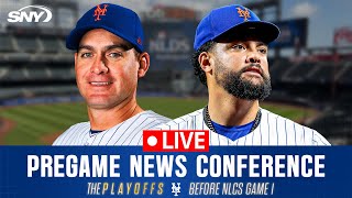 Carlos Mendoza and Sean Manaea speaks before Mets NLCS Game 1 matchup against the Dodgers  SNY [upl. by Enyad]