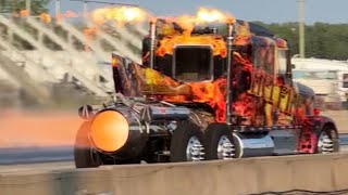 20000hp 300mph Peterbuilt Hellfire truckin trucker 300mph fire jet transport semi truck [upl. by Rehptosirhc]