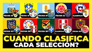 Cuándo Clasifican al mundial cada selección de Conmebol 🇦🇷🇨🇴🇺🇾🇪🇨🇧🇷🇻🇪🇵🇾🇧🇴🇨🇱🇵🇪⚽🏆 [upl. by Aihsotal]