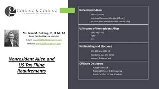 Nonresident Alien US Tax Requirements [upl. by Aihtnic]