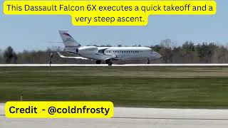 Aviation video YouTube  Aviation video  Plane aviation  Dassault Falcon 6X extremely steep take [upl. by Kussell]