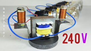 AC 240v Free Electricity Generator in Home with Transformer use big Magnet [upl. by Pendergast575]