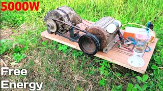 Free Energy Generator  With Car Alternator And Water Pump Motor  PMG Generator New Experiment [upl. by Ttenaej]