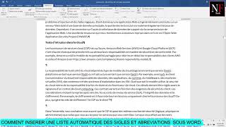 INSERTION DES SIGLES ET ABRÉVIATIONS SOUS WORD [upl. by Aremahs]