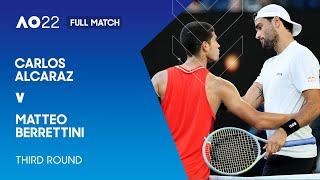 Carlos Alcaraz v Matteo Berrettini Full Match  Australian Open 2022 Third Round [upl. by Sokin567]