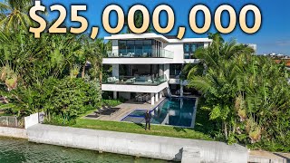 Touring a 25000000 Miami Waterfront Mansion on an Exclusive Island [upl. by Eniamahs]