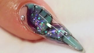 Encapsulated Butterfly Stiletto Acrylic Nail Tutorial Video by Naio Nails [upl. by Oca]