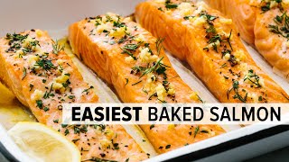 BAKED SALMON  easy nofail recipe with lemon garlic butter [upl. by Alesiram]